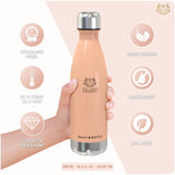 1 x RAW Customer Returns LG Luxury Grace stainless steel drinking bottle 500 ml. BPA-free thermal bottle for hot and cold drinks. Double-walled water bottle with hermetic closure. Neoprene bag carabiner. - RRP €20.4