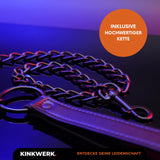 1 x RAW Customer Returns KINKWERK Cuffs Real PU for Neck Collar with guide chain Flexible Robust for bondage games Comfortable inner lining Aesthetic, discreet design BDSM, Bondage - RRP €19.15