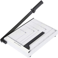 1 x RAW Customer Returns Voluker A4 paper cutter, metal base, lever cutter, safety protection, simultaneous cutting of 10 sheets of paper, 32.5 x 25 x 3 cm, white - RRP €42.53