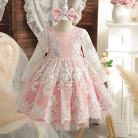 1 x RAW Customer Returns NNJXD Flower Girl Baby Lace Princess Party Pageant Dress Tutu Wedding Dress 790 Pink Size 80 6-12 Months - RRP €32.98