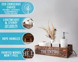 4 x Brand New Comfify Decorative Bathroom Box - Double-Sided Printed Box with Funny Sayings - Decorative Toilet Paper Roll Holder in Distressed Brown - Rustic Bathroom Storage - RRP €99.96