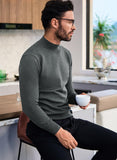 1 x Brand New Elegancity Men s Wool Pullover Casual Turtleneck Pullover Stretch Knitted Pullover Slim Fit Long Sleeve Classic Fine Knit Basics Sweater Light Grey, XXL - RRP €29.99