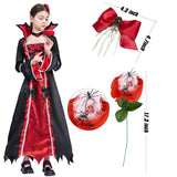 1 x RAW Customer Returns ZUCOS Halloween Vampire Costume for Girls Gothic Elegant Medieval Carnival Party Costume Black Size 4-6 Years - RRP €23.18