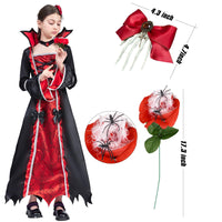 1 x RAW Customer Returns ZUCOS Halloween Vampire Costume for Girls Gothic Elegant Medieval Carnival Party Costume Black Size 4-6 Years - RRP €23.18