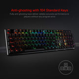 1 x RAW Customer Returns Redragon K556 RGB LED Backlit Wired Mechanical Gaming Keyboard, Aluminum Base, Standard 104 Key, Red Switches - RRP €69.99