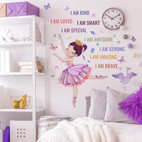 1 x RAW Customer Returns OOTSR Ballet Girl Wall Stickers Inspirational Girls Home Decor Wall Stickers Princess Wall Stickers Kids Room Bedroom Study Dance Classroom Wall Decor - RRP €10.99