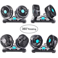 1 x RAW Customer Returns Electric Car Fan, Dual 360 Rotating Head, 2 Speeds, 12V DC - Efficient Ventilation, Vehicle Dashboard for SUV RV Vehicles - RRP €23.06