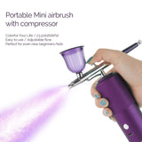 1 x RAW Customer Returns IeBilif Cordless Airbrush Set With Compressor, Portable Air Brush Compressor Set, Rechargeable Airbrush for Nails, Model Painting, Cakes, Makeup Purple  - RRP €35.78