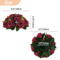 2 x Brand New Nuptio Wedding Centerpieces with Table Flowers - 2 Pieces 24cm Diameter Burgundy Artificial Flowers Ball Roses - Fake Rose Arrangements for Weddings Birthday Party Decorations - RRP €43.18