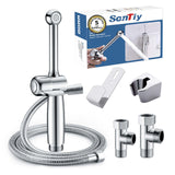 1 x RAW Customer Returns Bidet hand shower with hose, SonTiy brass toilet hand shower bidet with adjustable pressure G1 2 G3 8 switch valve for toilet shower, personal hygiene diaper shower animal bath, chrome - RRP €61.99