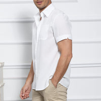 2 x Brand New Elainone Men s Shirts Short Sleeve Regular Fit Casual Shirt Cotton Linen Summer Shirt with Pocket, Men s Casual Shirts, White 3XL - RRP €35.18