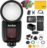 1 x RAW Customer Returns Godox V1-F TTL Round Head Camera Flash Godox AK-R1 Flash Kit Compatible for Fuji Camera - RRP €362.0