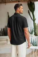 1 x RAW Customer Returns COOFANDY Men s Linen Shirt Short Sleeve Regular Fit Casual Summer Beach Vacation Shirt with Pocket Black, XL  - RRP €25.91