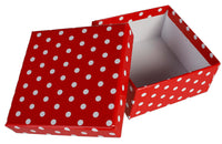 1 x RAW Customer Returns 8-piece set of gift boxes, gift boxes, gift box, 8 pieces of gift cardboard box set Christmas birthday wedding, approx. 22.5 x 22.5 x 8 cm red with white dots  - RRP €27.12