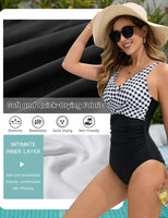 1 x RAW Customer Returns UMIPUBO Women s Swimsuit Tummy Control Push Up Swimwear Sexy V Neck Monokini Large Size One Piece Swimsuits with Underwire Swimwear Black White, XXL  - RRP €33.99