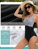 1 x RAW Customer Returns UMIPUBO Women s Swimsuit Tummy Control Push Up Swimwear Sexy V Neck Monokini Large Size One Piece Swimsuits with Underwire Swimwear Black White, XXL  - RRP €33.99