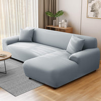 1 x RAW Customer Returns NAKIHOUSE Sofa Covers Sofa Slipcover with one pillowcase, Stretch Elastic Sofa Cover Sofa Cover in Silver Grey Color for 1 2 3 4 Seater L-shaped corner sofa requires two  - RRP €27.22