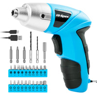 1 x RAW Customer Returns HI-SPEC Small Cordless Screwdriver in Blue with Rechargeable 3.6V Battery and LED Light. 26-piece Accessories - For Everyone, Big or Small - RRP €21.99