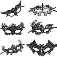 1 x Brand New YANGWEN Venetian Masks,6pcs Black Sexy Ladies Lace Eye Mask,Lace Masquerade Mask for Carnival Masquerade Halloween Carnival Cosplay Party Gothic Face Mask - RRP €7.09