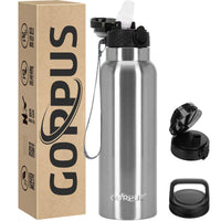 1 x RAW Customer Returns GOPPUS 750ml 24oz Stainless Steel Water Bottle with Straw 0.75 Liter Hot Water Bottle Double Wall Steel Water Bottles Insulated Water Bottles Leak Proof Cold Water Bottle Adults - RRP €20.49