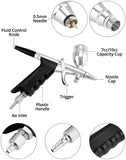 1 x RAW Customer Returns QWORK Airbrush Kit Airbrush Gun System - Nozzles 0.3 mm 0.5 mm 0.8 mm - Paint Cup 2 cc 5 cc 13 cc - Hose Length 1.8 m - RRP €40.33