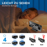 1 x RAW Customer Returns tEEZErshop projection alarm clock, alarm clock with projection 180 , radio alarm clock with USB port, large LED display, snooze, dual alarm, 4 projection brightness with automatic dimmer, 32 FM radio - RRP €28.01