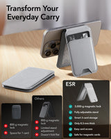 1 x RAW Customer Returns ESR Magnetic Wallet HaloLock , Compatible with MagSafe Wallet, for iPhone Wallet with Kickstand, for iPhone 15 14 13 12 Series, Not for iPhone 13 12 Mini, 3 Card Holders, Vegan Leather, Gray - RRP €27.99