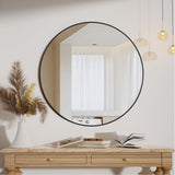 1 x RAW Customer Returns Koonmi 50cm Round Mirror Black Round Mirror Wall Mirror with Aluminum Alloy Frame for Bathroom, Vanity, Living Room, Bedroom, Entrance Wall Decoration - RRP €41.34