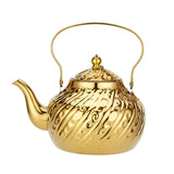 1 x RAW Customer Returns SANQIAHOME 2.0 litre stainless steel teapot with filter insert, hammered vintage style, for induction cooker, gold - RRP €30.49