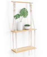 1 x RAW Customer Returns Afuly Wall Shelf Wooden Boho Decorative Shelf Wall Hanging Shelf Macrame Wall Handwoven Tassel Floating Shelf  Plant Shelf Bedroom Bathroom Living Room Hallway Children s Room Natural Wooden Shelf - RRP €31.34