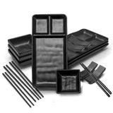 1 x RAW Customer Returns Goliber Japanese Sushi Tableware Black Set 16pcs - Sushi Tableware Set 4 - Includes 4 Black Tableware, 4 Sauce Bowls, 4 Chopsticks and 4 Chopstick Rests - Asian Tableware Set - RRP €35.05