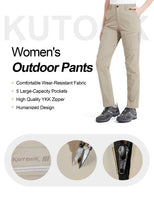 2 x Brand New KUTOOK Trekking Pants Women s Hiking Pants Scratch-Resistant Highly Elastic Waterproof Outdoor Sports Trekking Hiking Mountaineering, Khaki, XS - RRP €90.74