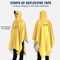 1 x RAW Customer Returns ANYOO Lightweight Waterproof Rain Poncho Rain Jackets with Sleeves Ventilated Multipurpose Raincoat Unisex with Hood Ideal for Outdoor Camping Hiking Fishing, Dark Yellow, One Size - RRP €24.19