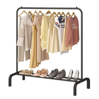 1 x RAW Customer Returns JIUYOTREE Clothes Rack, Coat Rack, Metal Clothes Rail, Heavy Duty Clothes Rail with Bottom Rack for Coats, Skirts, Shirts, Sweaters, Black - RRP €25.15