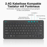 1 x RAW Customer Returns Rii Keyboard Mouse Set Wireless, 2.4G Wireless Compact Keyboard with Wireless Mouse for Laptop, PC and Smart TV, German QWERTZ Layout, Black - RRP €17.74