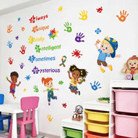 1 x Brand New decalmile Wall Sticker Autism Child Wall Stickers Sayings and Quotes Inspirational Handprint Wall Stickers Children s Room Classroom Playroom Wall Decoration - RRP €20.4