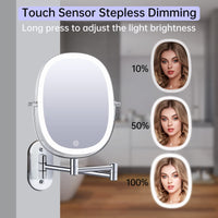 1 x RAW Customer Returns FUNTOUCH Rechargeable Cosmetic Mirror with 1X 7X Magnification LED Lighting, Dimmable Shaving Mirror 3 Colors, Touchscreen Makeup Mirror, 360 Rotatable, Wall Mirror for Bathroom and Hotel - RRP €42.68