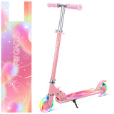 1 x RAW Customer Returns QIUYOU Children s Scooter, For 4-7 Years, Pedal Scooter for Girls Boys, 2 LED Light Up Wheels and Rear Wheel Brake, Height-Adjustable, Foldable Scooter Children... Pink  - RRP €47.39