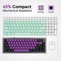 1 x RAW Customer Returns EPOMAKER EK68 65 Gasket NKRO Mechanical Keyboard, Hot Swappable Triple Mode Gaming Keyboard with 3000mAh Battery, RGB Backlight for Office Home Win Mac Black Purple, Flamingo Switch  - RRP €118.02