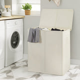 1 x RAW Customer Returns Chrislley 154L laundry basket with lid, laundry collector 2 compartments with lid and 2 laundry bags, laundry sorter large XXXL for bedroom, laundry room, closet, bathroom, college beige  - RRP €39.99