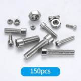 20 x Brand New Machine Screws and Nuts Set, 320 pcs M3 M4 M5 M6 Stainless Steel Cross Flat Head Screws with Hexagon Nuts Kit for Repair, with Storage Box - RRP €213.6