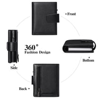 1 x RAW Customer Returns SENDEFN card holder with coin pocket Men s wallet RFID protection Genuine leather wallet Mini wallet men slim wallet Pop-up card holder Aluminum clip - RRP €33.99