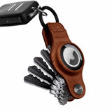 1 x RAW Customer Returns KeySmart Air Compact Key Holder for Airtag Key Organizer and Case for Apple Airtag Brown Leather  - RRP €35.28