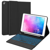 1 x RAW Customer Returns SENGBIRCH iPad 9 generation case with keyboard - for iPad 10.2 inch 9 8 7 generation, 7 light colors, soft TPU housing ApplePencil holder, QWERTZ layout with touchpad - RRP €42.99