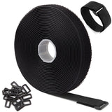 1 x RAW Customer Returns WSZJINB 5m x 2cm Cable Ties with 25 Buckles, Reusable Black Cable Ties, Hook and Loop Cable Ties, Cable Management Straps, Cable Organizer, 2cm Wide Black - RRP €8.99