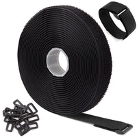 1 x RAW Customer Returns WSZJINB 5m x 2cm Velcro tape with 25 buckles, free cutting length Velcro cable ties resealable, cable Velcro ties Velcro tape black - RRP €8.99