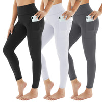 1 x RAW Customer Returns AMIYOYO Sports Leggings Women with Pocket High Waist Leggings Opaque Sports Pants Tummy Control Sports Leggings Long Stretchy Pants Yoga for Gym Fitness 3 Pack - RRP €33.99