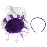 1 x RAW Customer Returns Lurrose Fascinators for Women Tea Party Hat with Veil 20s Flapper Headpiece and Clip for Wedding Tea Party Halloween Church Purple  - RRP €16.6