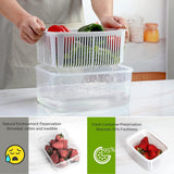 1 x RAW Customer Returns Luxear Set of 5 Refrigerator Containers, Fresh Food Containers with Colander and Lid, BPA-Free Plastic Container for Salad Vegetables Fruit Cheese, White - RRP €33.99