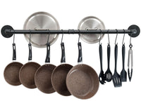 1 x RAW Customer Returns OROPY Kitchen Utensil Hanging Shelf, 100cm Stainless Steel Wall Mounted Shelf Holder with 14 Hooks Black  - RRP €23.34